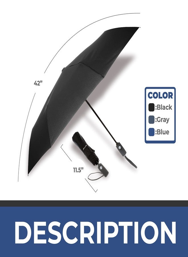 Fenzer Windproof "TEFLON" Coated Travel Umbrella - Auto Open / Close - Travel Stylish Black Lightweight Design for Women / Men - Image 2